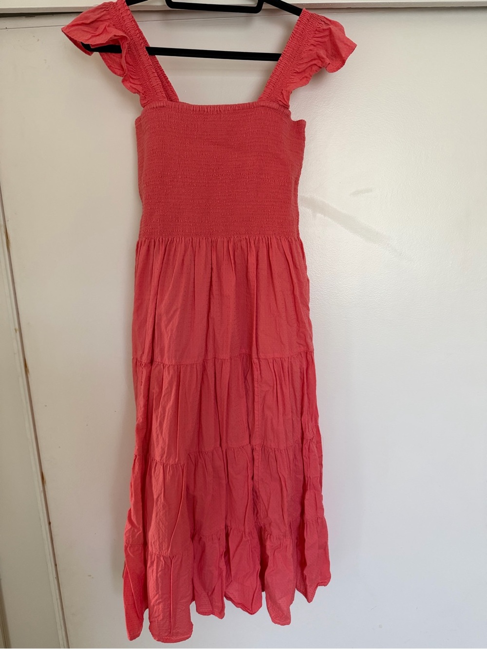Coral Tiered Sundress with Smocked Bodice
